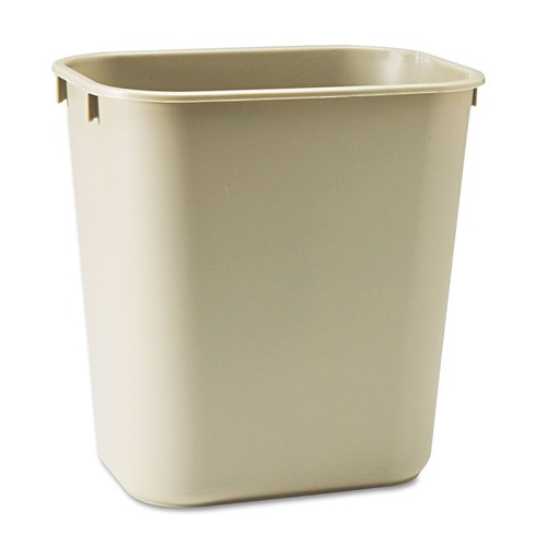 Trash & Waste Bins | Rubbermaid Commercial FG295500BEIG 3.5 Gallon Rectangular Deskside Plastic Wastebasket - Beige image number 0