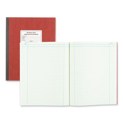 Office Jansan | National 43648 75 Sheets 11.75 in. x 9.25 in. Quadrille Rule (4 sq-in.) Computation Notebook - Brown Cover image number 0