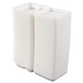 Food Trays, Containers, and Lids | Dart 80HT3R 3-Compartment 7.5 in. x 8 in. x 2.3 in. Foam Hinged Lid Containers - White (200/Carton) image number 5