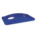 Rubbermaid Commercial FG269288BLUE 20.38 in. x 11.38 in. x 2.75 in. Lid for Slim Jim Bottle Recycling Container - Blue image number 3