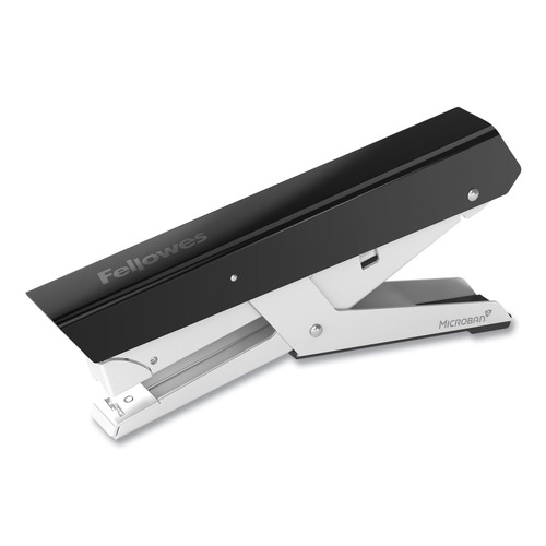 Office Staplers & Punches | Fellowes Mfg Co. 5014801 LX890 0.25 in./0.31 in. Staples 40-Sheet Capacity Handheld Plier Stapler with Antimicrobial Protection - Black/White image number 0