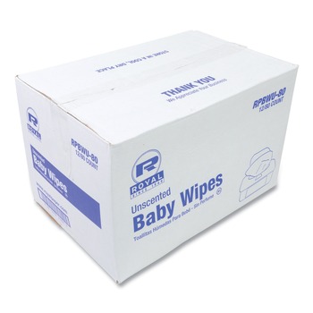 AmerCareRoyal Baby Wipes Tub - Unscented/White (960/Carton)