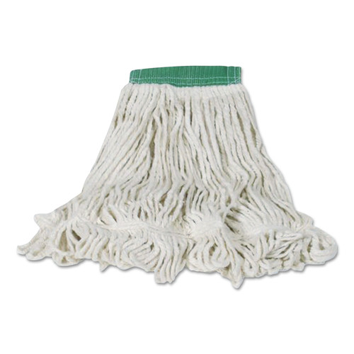 Mops | Rubbermaid Commercial FGC25206WH00 Cotton/Synthetic Swinger Loop Shrinkless Mop Heads - Medium, White (6-Piece/Carton) image number 0