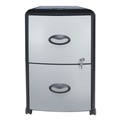 Office Filing Cabinets & Shelves | Storex 61352U01C 19 in. x 15 in. x 23 in. 2 Letter File Drawers Mobile Filing Cabinet with Metal Siding and Top-Drawer Organizer Tray - Silver/Black image number 10