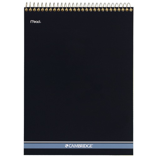 Office Jansan | Cambridge 59880 8.5 x 11.5 Sheets (70) Stiff-Back Wire Bound Wide/Legal Rule Notepad - Canary Sheets/Blue Cover image number 0