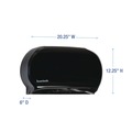 Paper Towels and Napkins | Boardwalk R4070BKBW 20.25 in. x 6 in. x 12.25 in. Jumbo Twin Toilet Tissue Dispenser - Black image number 6