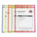 Sheet Protectors | C-Line 43920 Super Heavy-Duty Top Load 9 in. x 12 in. Insert Neon Stitched Shop Ticket Holders - Clear Front, Assorted Neon Border Colors (10/Box) image number 1