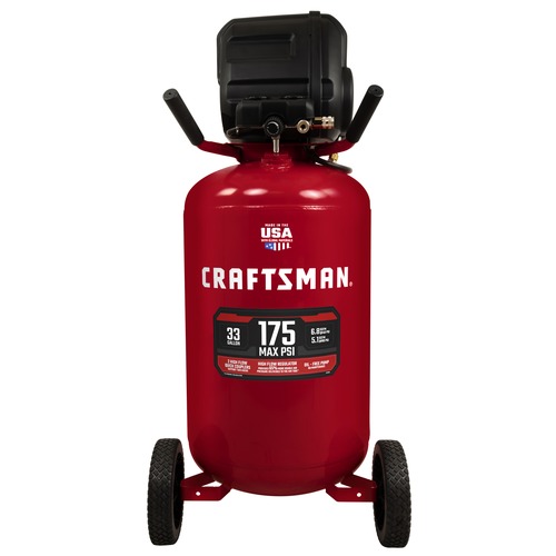 Air Compressors | Craftsman CMXECXM331.COM 15 Amp 1.7 HP 33 Gallon 175 PSI 5.1 SCFM @ 90 PSI Oil-Free Portable Electric Vertical Corded Air Compressor image number 0