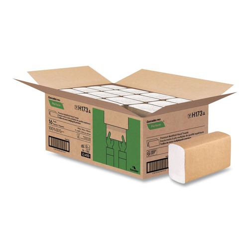 Cleaning & Janitorial Supplies | Cascades PRO H173 9 in. x 9.45 in. 2-Ply Perform Multifold Towels - White (16 Packs/Carton) image number 0