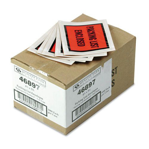  | Quality Park QUA46897 4.5 in. x 5.5 in. Self-Adhesive Packing List Envelope - Orange (1000/Carton) image number 0