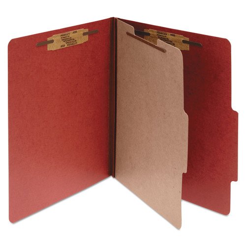 ACCO A7016034 1 Divider, Pressboard Classification Folders - Legal, Earth Red (10/Box) image number 0