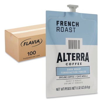FLAVIA 48010 0.32 oz. Pouch Alterra Coffee Freshpack - French Roast (100/Carton)