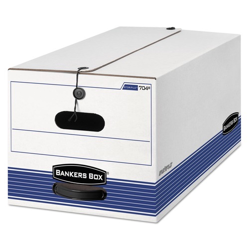 Office Jansan | Bankers Box 0070403 12.25 in. x 24.13 in. x 10.75 in. STOR/FILE Medium-Duty Strength Storage Boxes for Letter Files - White/Blue (4/Carton) image number 0