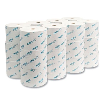 Morcon Paper 1-Ply Small Core Septic-Safe Bath Tissue - White (2000 Sheets/Roll, 24 Rolls/Carton)