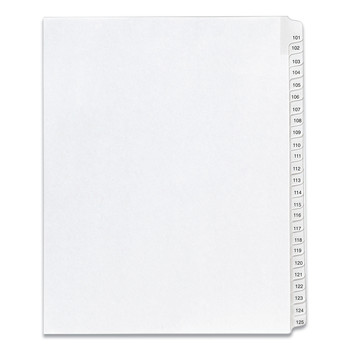 Avery 11 x 8.5 Allstate Style Preprinted Legal Exhibit Side 101 to 125 Tab Index Dividers - White (25-Pieces/Set)
