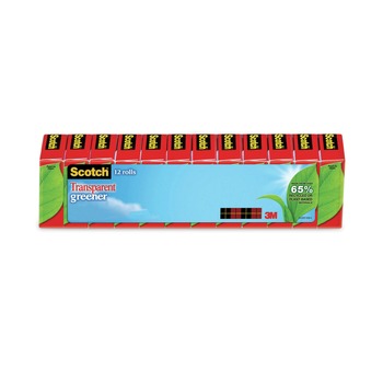 Scotch 0.75 in. x 75 ft. 1 in. Core Transparent Greener Tape (12/Pack)