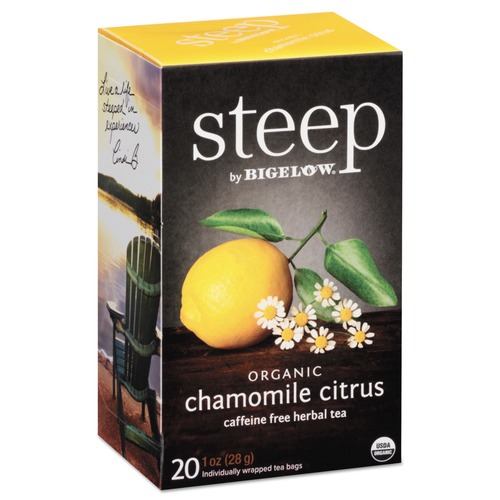 Bigelow RCB17707 1 oz. Tea Bag Steep Tea - Chamomile Citrus Herbal (20/Box)
