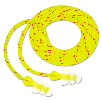 3M 26 dB NRR Corded Tri-Flange Earplugs - Yellow/Orange (100/Box)