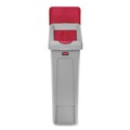 Paper & Dispensers | Rubbermaid Commercial 2007194 Slim Jim 16.5 in. x 8 in. x 0.5 in. Paper Recycling Top - Red image number 3