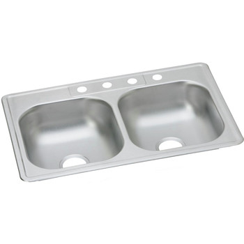 Elkay Dayton 33 in. x 22 in. x 6-9/16 in. Equal Double Bowl Drop-in Stainless Steek Sink
