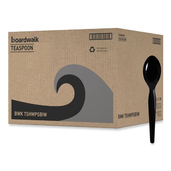Boardwalk Heavyweight Wrapped Polystyrene Teaspoon Cutlery - Black (1000/Carton)