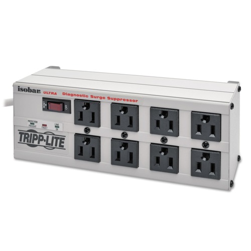  | Tripp Lite ISOBAR8 ULTRA 8 AC Outlets 12 ft. Cord 3,840 J Isobar Surge Protector - Light Gray image number 0
