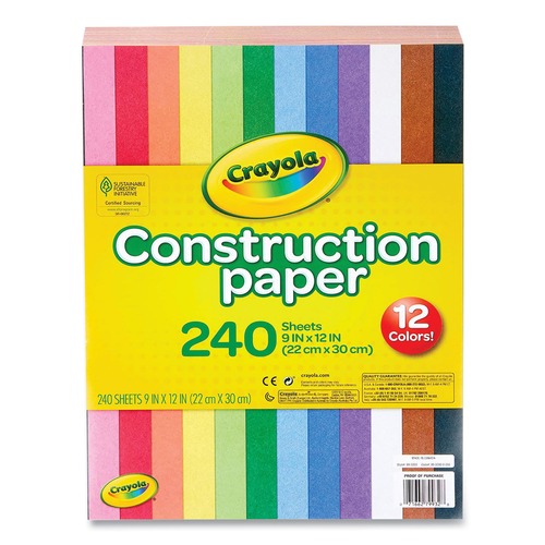 Paper & Printables | Crayola 99-3200 9 in. x 12 in. Construction Paper - Assorted Colors image number 0