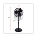 Floor Fans | Alera ALEFANP16B 120V 0.37 Amp 3-Speed 16 in. Pedestal Stand Fan - Black image number 2