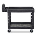 Utility Carts | Rubbermaid Commercial FG450088BLA 17.13 in. x 38.5 in. x 38.88 in. 500 lbs. Capacity 2 Lipped Shelves Heavy-Duty Plastic Utility Cart - Black image number 4