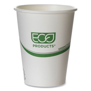 Eco-Products 12 oz. GreenStripe Renewable and Compostable Paper Hot Cups - White/Green (1000/Carton)