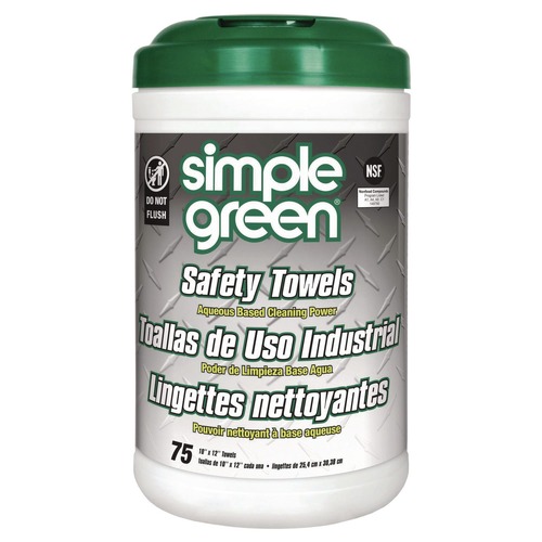 Hand Wipes | Simple Green 3810000613351 10 in. x 11 3/4 in. 1-Ply Safety Towels - Unscented (75/Canister, 6 Canisters/Carton) image number 0