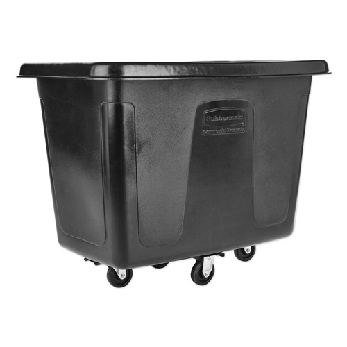 Trash & Waste Bins | Rubbermaid Commercial FG461200BLA 400 lbs. Capacity 12 cu-ft. Polyethylene/Metal Frame Medium-Density Cube Truck - Black image number 0