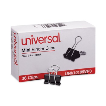 Universal Binder Clip Value Pack - Mini, Black/Silver (36/Pack)