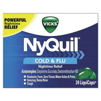 Vicks 01440BX NyQuil Cold and Flu Nighttime LiquiCaps (24-Piece/Box)