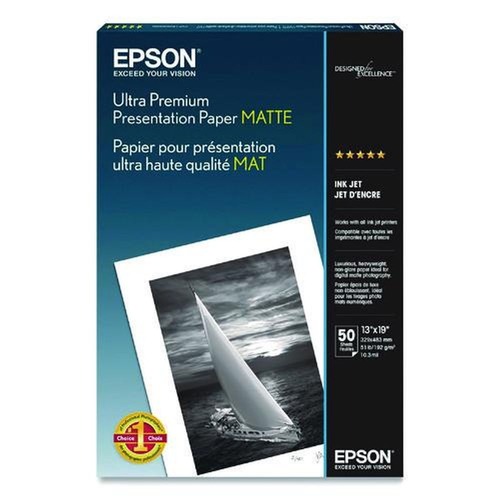 Office Jansan | Epson S041339 Ultra Premium Matte Presentation Paper, 10 Mil, 13 X 19, Matte White, 50/pack image number 0