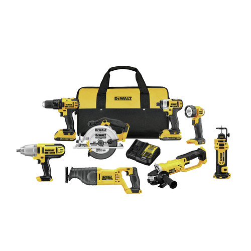 Factory Reconditioned Dewalt 20V MAX Lithium Ion Cordless 8 Tool Combo Kit 2 Ah