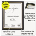 Office Jansan | NuDell 11818 EZ Mount Document Frame with Trim Accent and Plastic Face - Black/Gold (18/Carton) image number 1