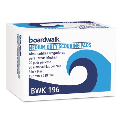 Cleaning & Janitorial Accessories | Boardwalk 96BWK GP Medium Duty 6 in. x 9 in. Scour Pads - Green (20-Piece/Carton) image number 0