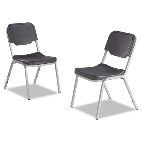  | Iceberg 64111 Rough n Ready 500 lbs. Capacity Stacking Chair - Black/Silver (4/Carton) image number 0