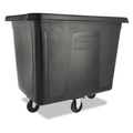 Trash & Waste Bins | Rubbermaid Commercial FG461600BLA 500 lbs. Maximum Weight Capacity 119.7 gal. Interior Volume Capacity Plastic/Metal Cube Truck - Black image number 0