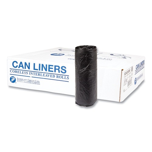 Trash Bags | Inteplast Group S243306K High-Density 16-gal. 6 Microns 24 in. x 33 in. Commercial Can Liners - Black (1000/Carton) image number 0