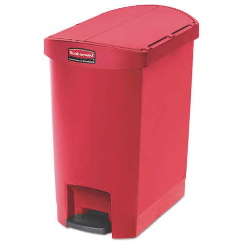 Trash & Waste Bins | Rubbermaid 1883565 Slim Jim 8-Gallon End Step Style Resin Step-On Container - Red image number 0