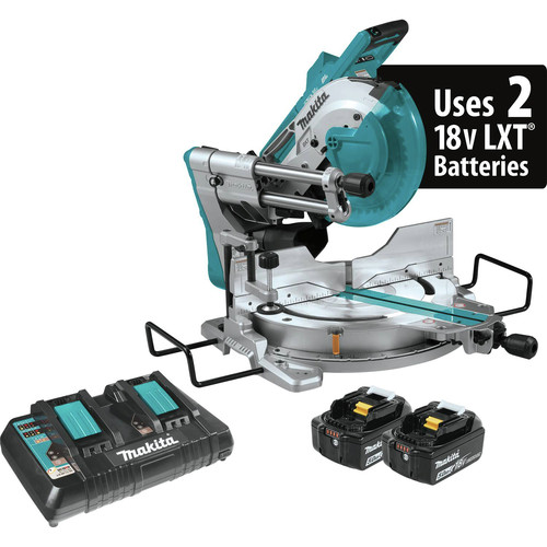 Miter Saws | Makita XSL04PTU 18V X2 LXT Lithium-Ion (36V) Brushless Cordless 10 in. Dual-Bevel Sliding Compound Miter Saw Kit with AWS and Laser (5.0Ah) image number 0
