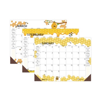 House of Doolittle 18.5 in. x 13 in. 12-Month (Jan to Dec) 2026 Recycled Honeycomb Desk Pad Calendar - Honeycomb Artwork