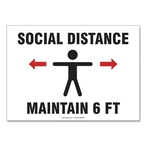 Floor Signs | GN1 MGNF542VPESP 14 in. x 10 in. Wall Human/Arrows Social Distance Signs - White (10/Pack) image number 0
