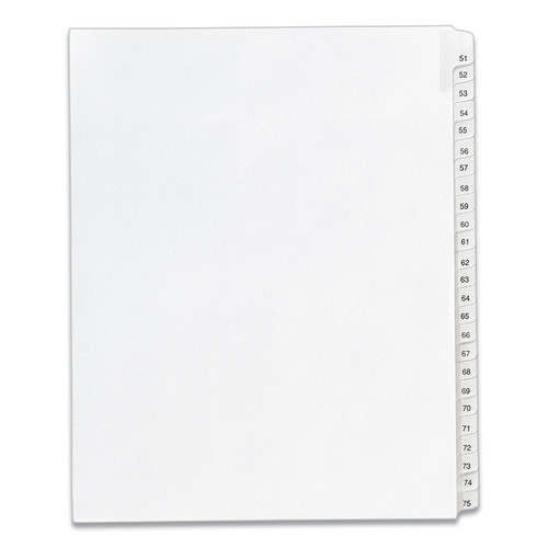 Office Jansan | Avery 01703 11 x 8.5 Allstate Style Preprinted Legal Exhibit Side 51 to 75 Tab Index Dividers - White (25-Pieces/Set) image number 0