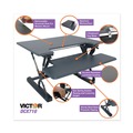 Cleaning & Janitorial Supplies | Victor VCTDCX710G 31 in. x 31.25 in. x 5.25 in. to 20 in. High Rise Height Adjustable Standing Desk with Keyboard Tray - Gray/Black image number 4