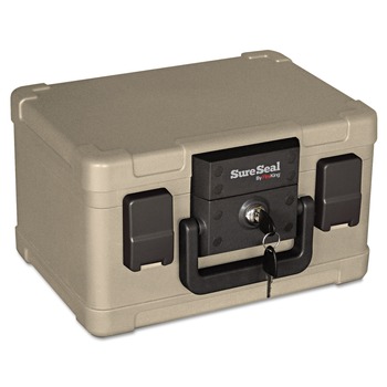 SureSeal By FireKing 12.2w x 9.8d x 7.3h 0.15 cu ft Fire and Waterproof Chest - Taupe