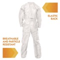 Bib Overalls | Ansell KCC 49106 A20 Zip Front, Elastic-Back, Wrists, and Ankles Breathable Particle Protection Coveralls - Triple Extra Large, White (20/Carton) image number 2