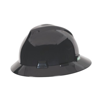 MSA C217374 V-Gard Slotted Full-Brim Hat with Fas-Trac III Suspension - Black